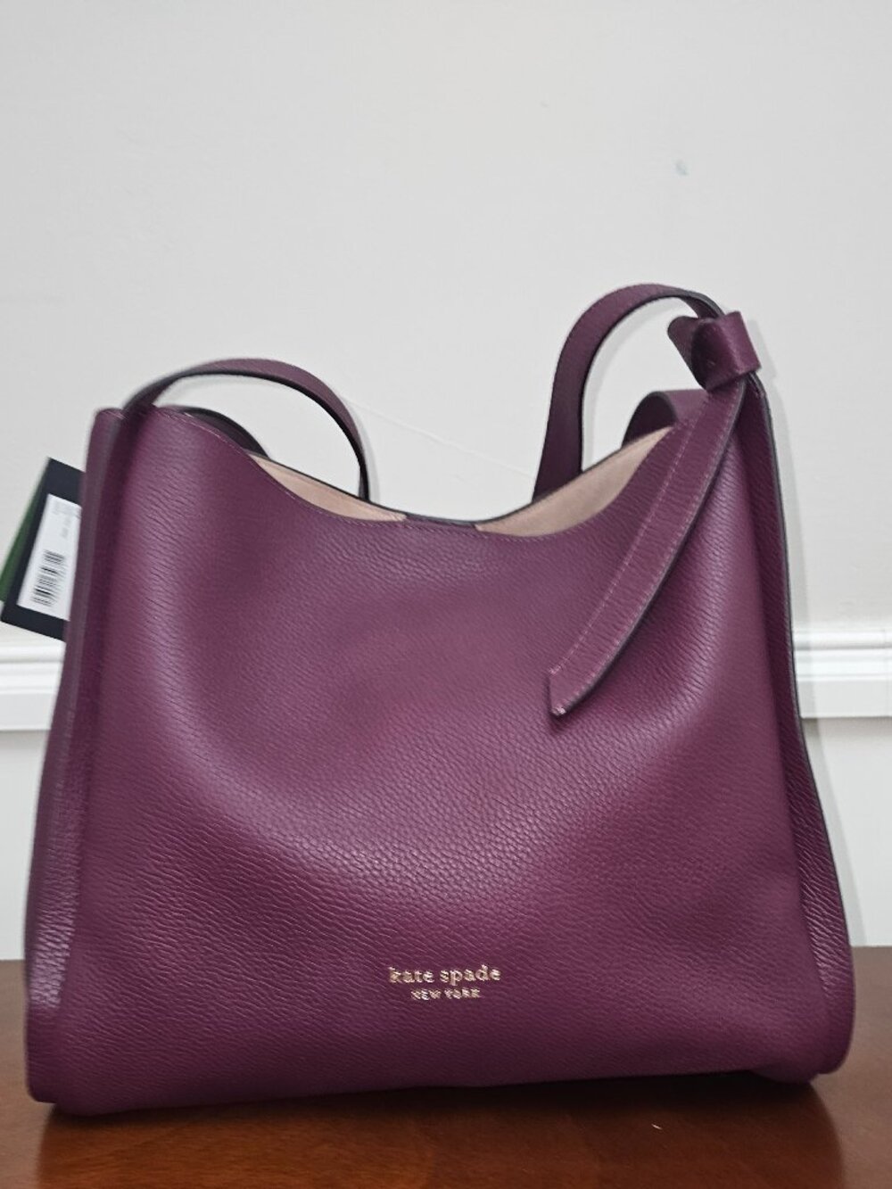 NWT Kate Spade Knott Large Shoulder Bag Deep Cherry Pebbled Leather $398